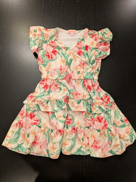 Tommy Bahama Other - Lands' End Floral Tiered Ruffle Dress in Cream, Pink & Green